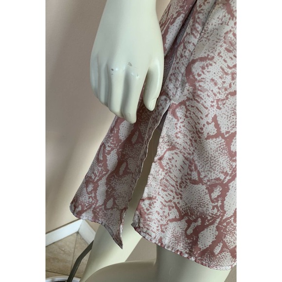 Rudsak Snakeskin Printed Mini Dress Small Womens Pink Faux Leather Trim Belt Top - Picture 7 of 12